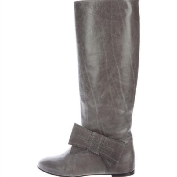RED Valentino tall grey boots with side bow - Picture 1 of 12